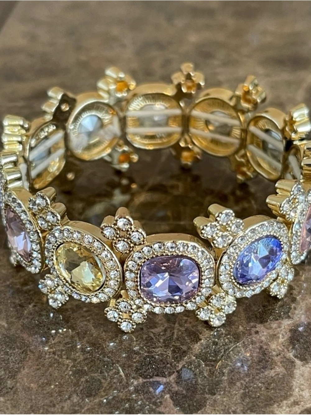 Gold-Tone Multicolor Crystal Stretch Bracelet